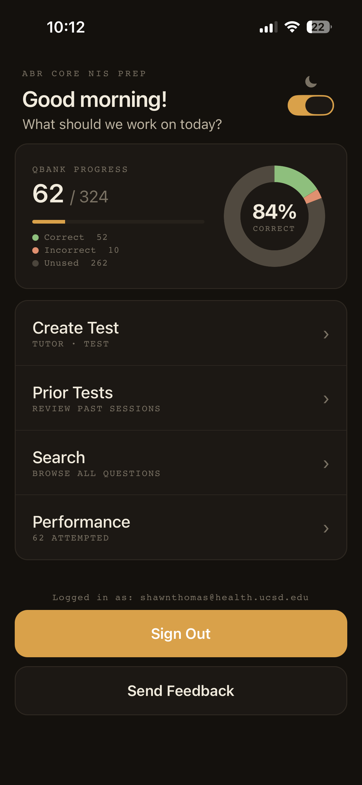 Dark mode home screen